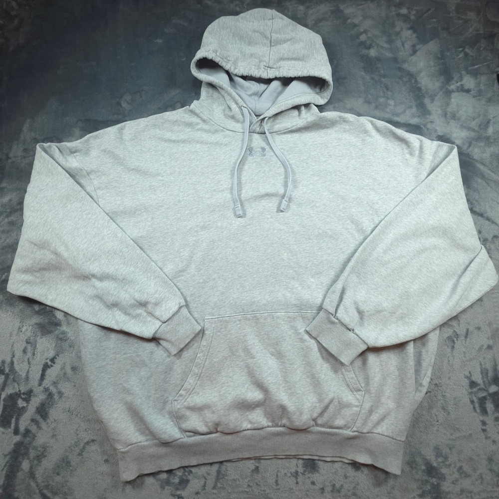 Under Armour Mens Rival Terry Hoodie Light Grey Heather 6003952 2XL